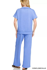 Zenana Scuba High Neck Half Zip Top & Pants Set