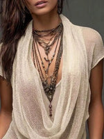 Full Size Scoop Neck Tank and Cowl Neck Cover Up Set Plus Size