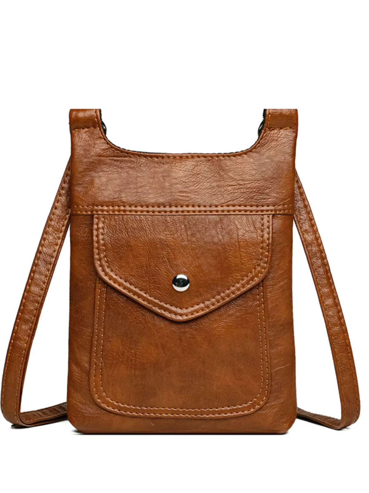 Adjustable Strap Leather Crossbody Bag
