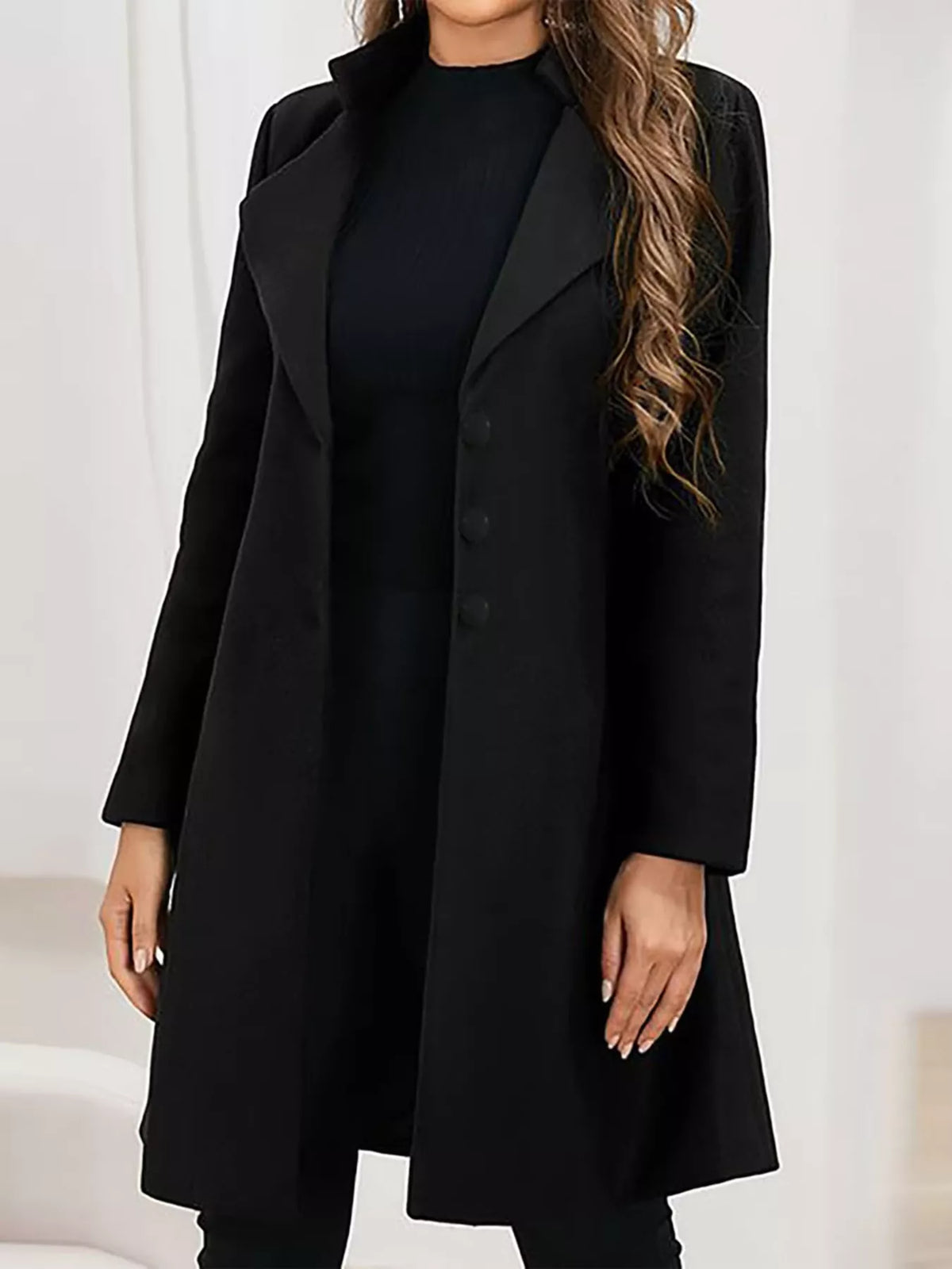 Full Size Single-Breasted Long Sleeve Overcoat Plus Size