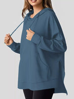 Oversized Drawstring Side Slit Hoodie