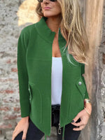 Full Size Textured Knit Zip Up Outerwear Plus Size
