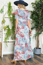 Celeste Full Size Paisley Print Short Sleeve Maxi Dress with Pockets Plus Size - Ladyez