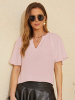 Flutter Sleeve Notched Blouse