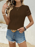 Crochet Lace Short Sleeve T-Shirt - Ladyez