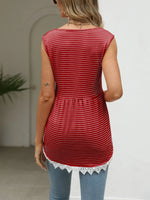 Lace Trim Sleeveless Babydoll Tank Top
