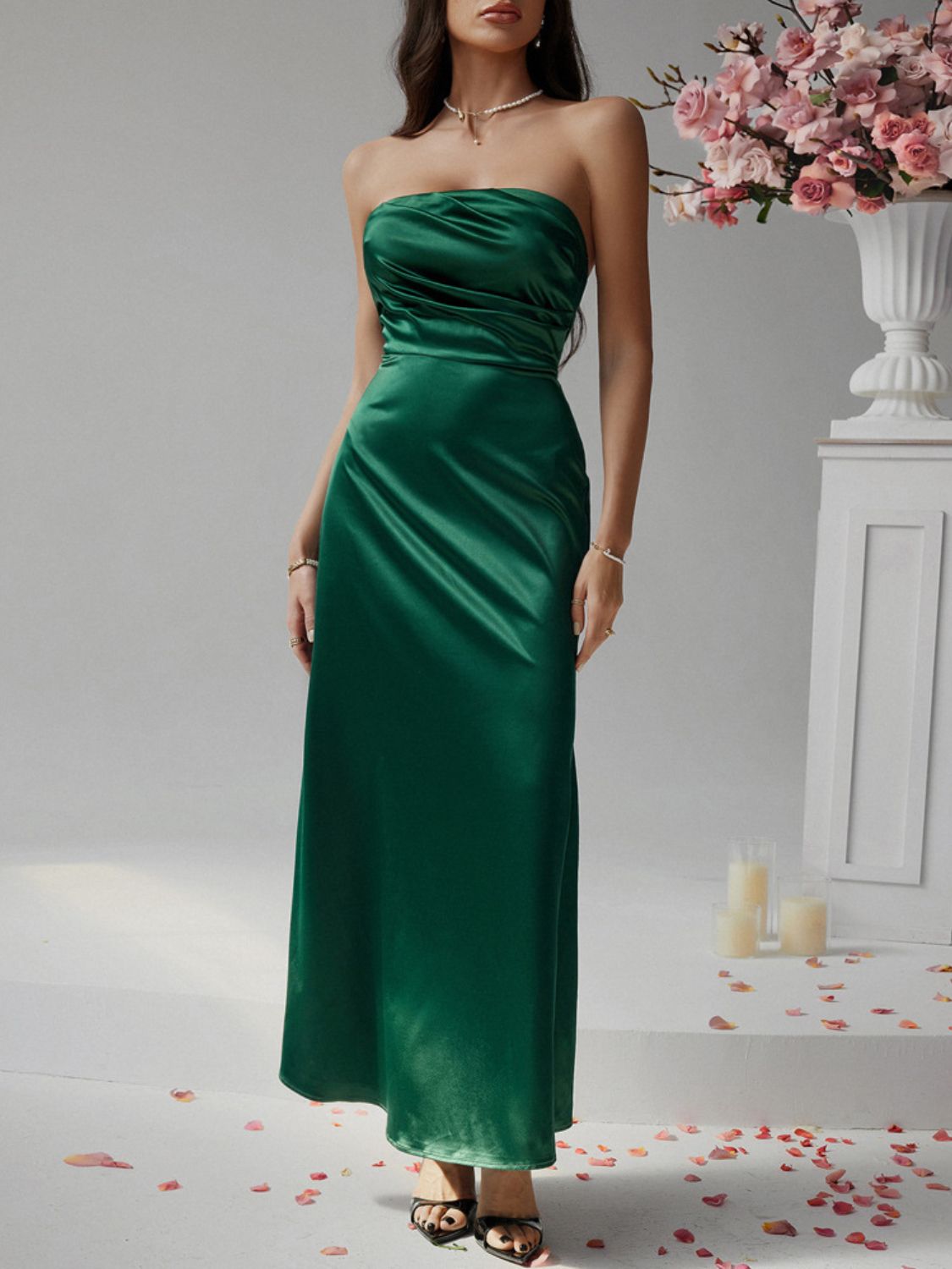 Devine Ruched Tube Maxi Dress - Ladyez