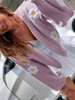 Floral Open Front Knit Cardigan