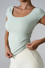 Round Neck Short Sleeve Active T-Shirt - Ladyez