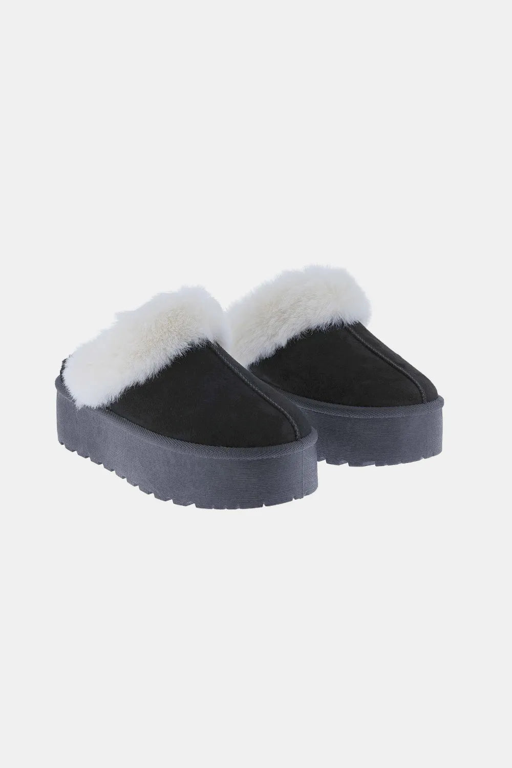 Weeboo Thick Bottom Fur Trim Snow Slippers - Ladyez