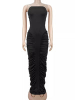 Strapless Ruched Bodycon Maxi Dress