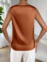 Satin Cowl Neck Sleeveless Blouse - Ladyez