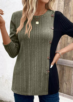 Color Block Ribbed Knit T-Shirt