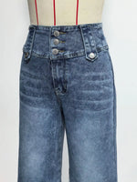 High Waist Button Decor Wide Leg Jeans