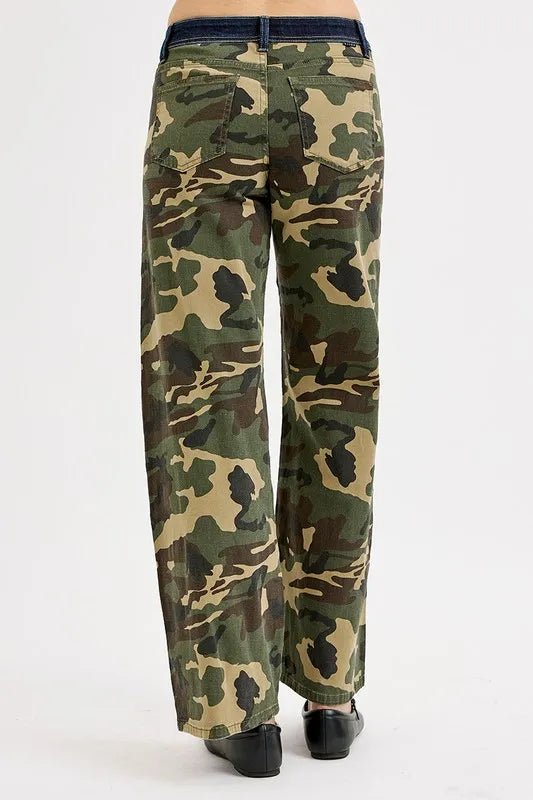 RISEN Camouflage Wide Leg Jeans - Ladyez