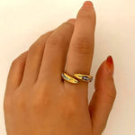 18K Gold-Plated Inlaid Rhinestone Twisted Ring - Ladyez