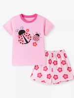 Children's Ladybug Graphic Short Sleeve Top and Shorts Set