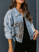 Leopard Print Patchwork Denim Jacket