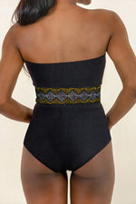 Geometric Tube Sleeveless One-Piece Swimwear - Ladyez