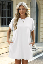 Florira Short Sleeve Mini Dress with Pockets - Ladyez