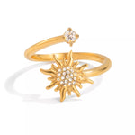 18K Gold-Plated Zircon Sun Bypass Ring