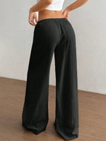 Wide Leg Drawstring Casual Pants