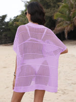 Hollow Out Collared Neck Cover-Up - Ladyez