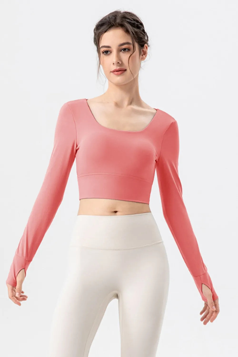 Square Neck Crisscross Active T-Shirt - Ladyez
