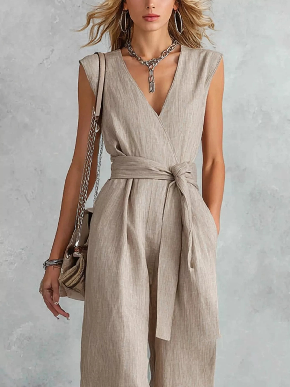 Sleeveless Wide Leg Jumpsuit