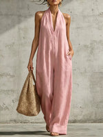 Full Size Halter Neck Wide-Leg Jumpsuit Plus Size