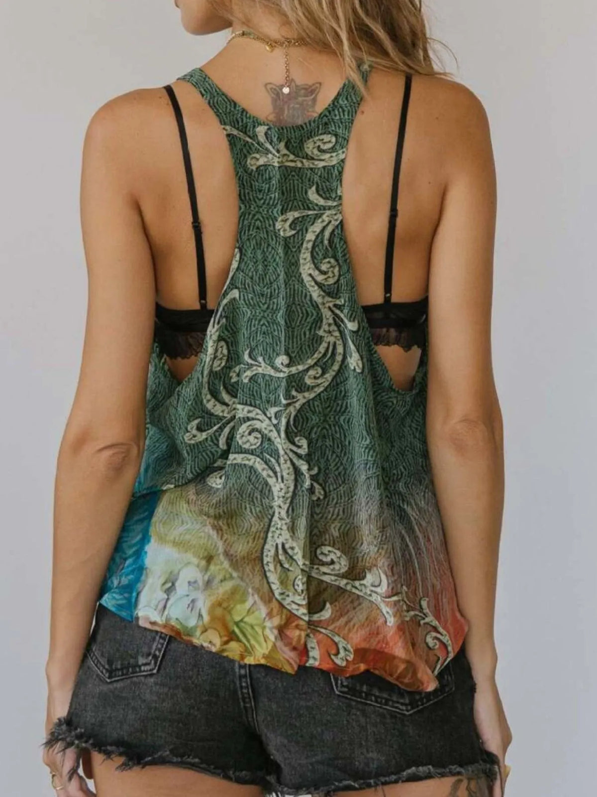 Printed Scoop Neck Tank - Ladyez