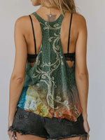 Printed Scoop Neck Tank - Ladyez