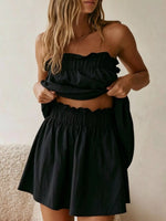 Full Size Strapless Top and High-Waisted Skirt Set Plus Size