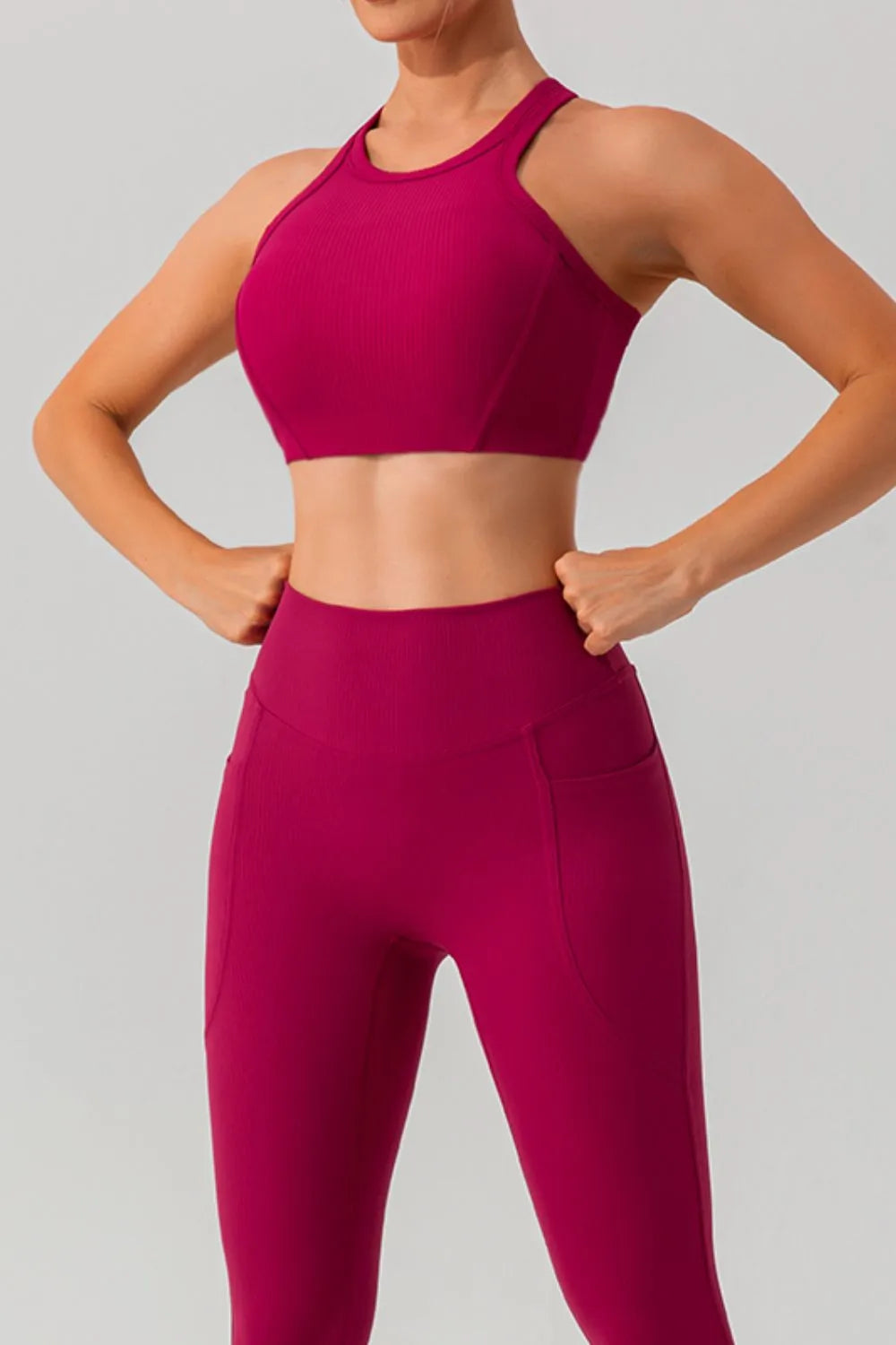 Round Neck Racerback Active Tank - Ladyez
