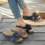 Flower Open Toe Wedge Sandals