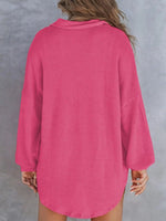 Casual Waffle Knit Button Detail Blouse