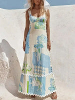 Tied Back Printed Maxi Dress - Ladyez