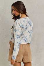 SO ME Vintage Floral Print Button Down Sweater Cardigan