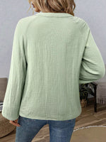 Paisley Notched Balloon Sleeve Blouse