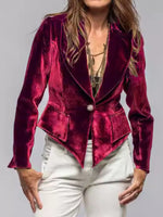 Velvet Lapel Collar One Button Blazer