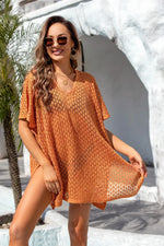Angel Wings Openwork Slit Scoop Neck Cover Up - Ladyez