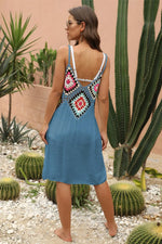 Geometric V-Neck Spaghetti Strap Cover Up Dress - Ladyez