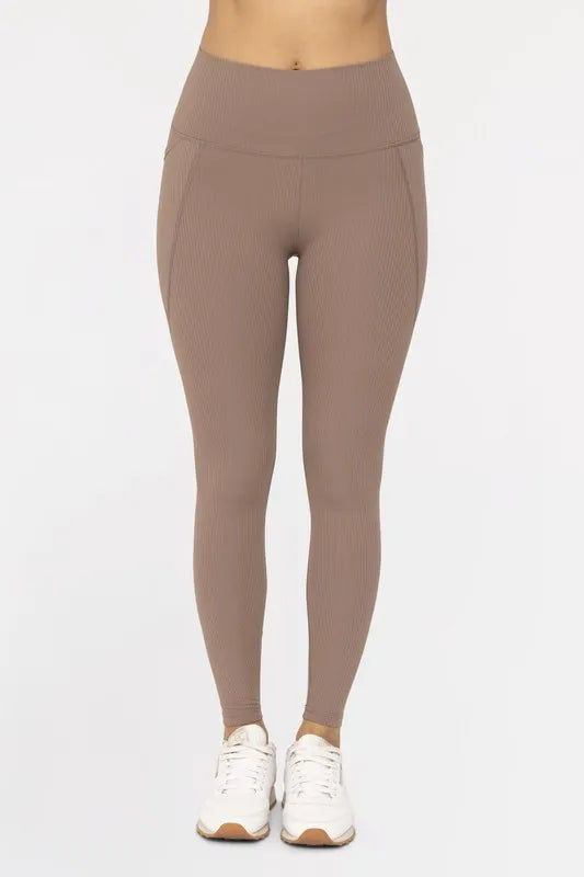 MONO B Soft Ribbed High Waisted Leggings - Ladyez