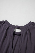 Knit Open Back Cap Sleeve Drawstring Romper - Ladyez