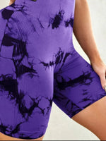 Tie-Dye High Waist Active Shorts - Ladyez