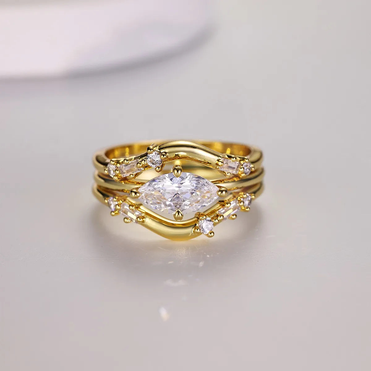 1 Carat Moissanite 925 Sterling Silver 3pcs Ring Set - Ladyez