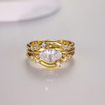 1 Carat Moissanite 925 Sterling Silver 3pcs Ring Set - Ladyez
