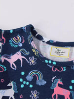 Children's Unicorn Print Ruffle Sleeve Dress