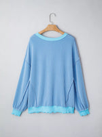Twisted Rib Uneven Hem Drop Shoulder Loose Knit Top