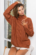 BiBi Twist Knitted Mock Neck Sweater Open One Shoulder